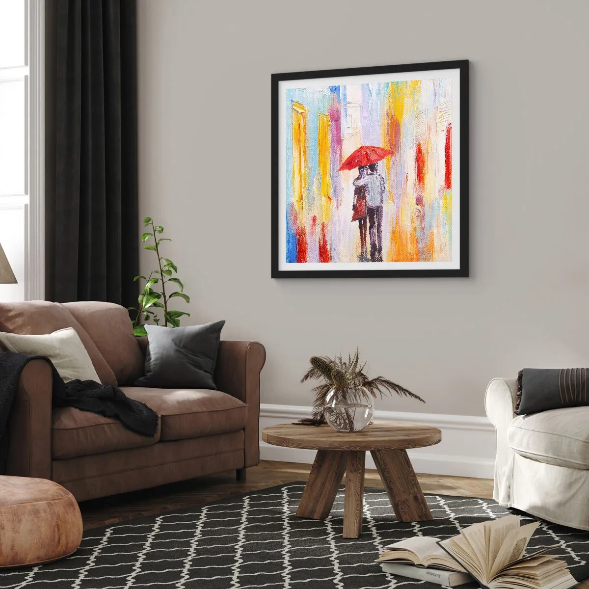 Plakat i sort ramme - Lad det regne mere - 60x60 cm