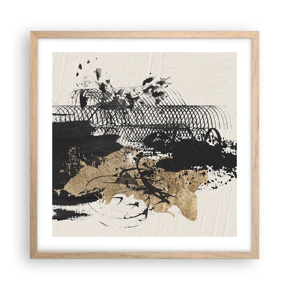 Plakat i ramme af lyst egetræ - Komposition med lidenskab - 50x50 cm