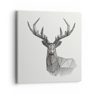 Lærredstryk - Billede på lærred - Hjorte i kubistisk stil - 30x30 cm