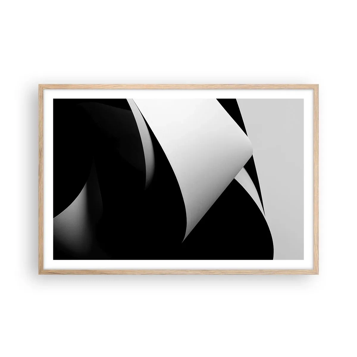 Plakat i ramme af lyst egetræ - Lysflader fra skyggernes dybder - 91x61 cm