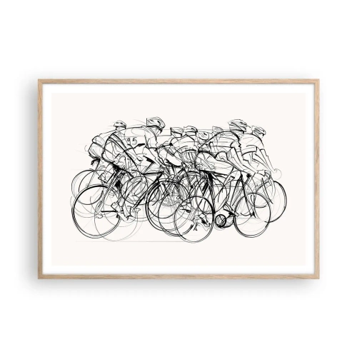 Plakat i ramme af lyst egetræ - Sammen i et team - 100x70 cm