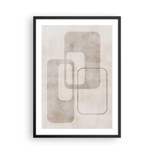 Plakat i sort ramme - Minimalistiske geometriske former i beige nuancer - 50x70cm - Geometrisk fuga - Moderne vægdekoration til stue og soveværelse ARTTOR