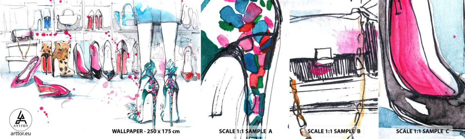 Prøve Fototapet Selvklæbende Deluxe Sticker - Sesam, åbn dig - Kvinders garderobe, Mode, Taske - 100x30 cm