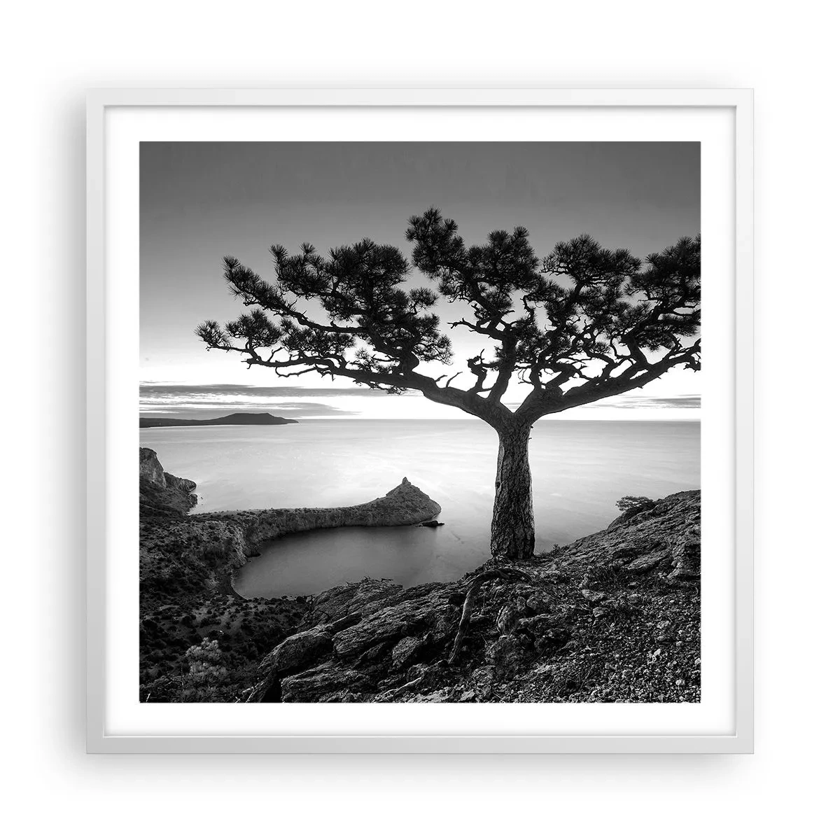 Plakat i hvid ramme - Fred hele vejen til horisonten - 60x60 cm