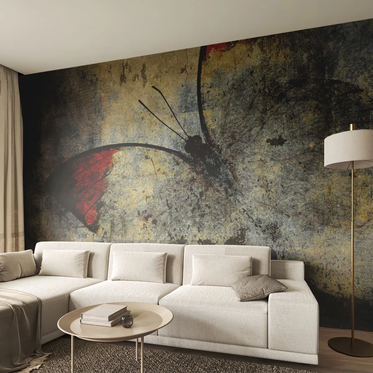 Fototapet Premium Sand - Se, før jeg forsvinder - Abstraktion, Sommerfugl, Stykke - 250x175 cm