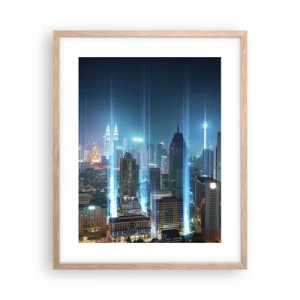 Plakat i ramme af lyst egetræ - Berlin til himlen - 40x50 cm