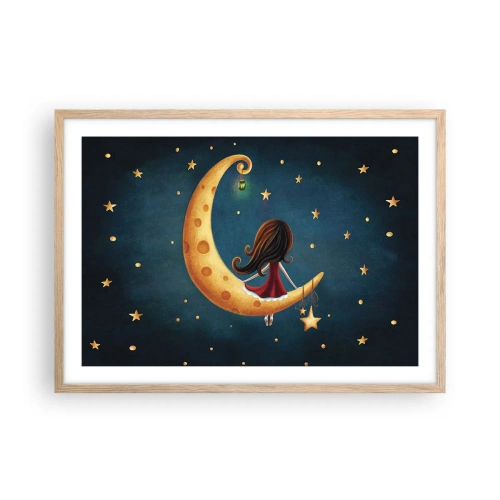 Plakat i ramme af lyst egetræ - Der var engang... - 70x50 cm