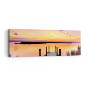 Lærredstryk - Billede på lærred - Violet stille daggry - 90x30 cm