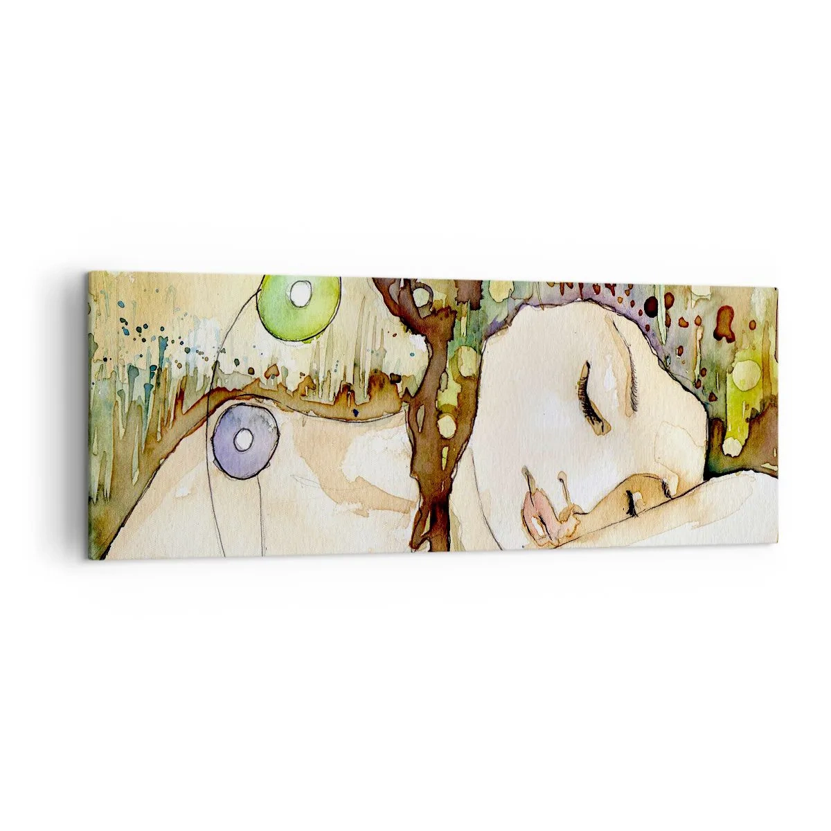 Lærredstryk - Billede på lærred - Smaragd-violet drøm - 140x50 cm