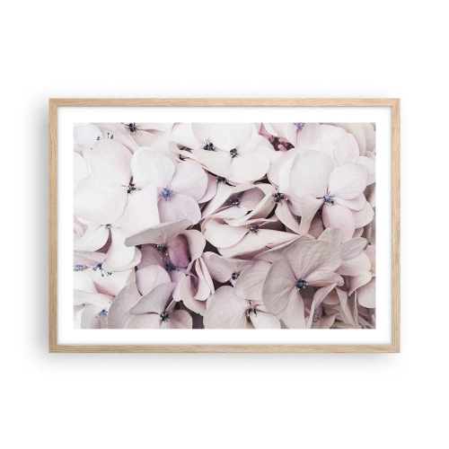 Plakat i ramme af lyst egetræ - I en flod af blomster - 70x50 cm