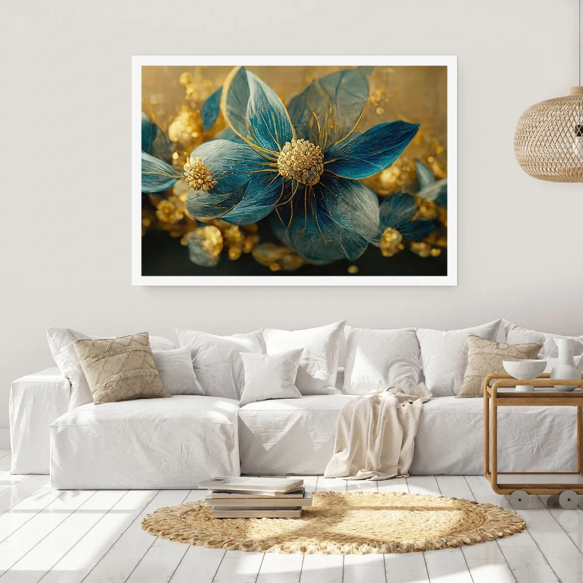 Plakat - Blomstre med guld - 100x70 cm