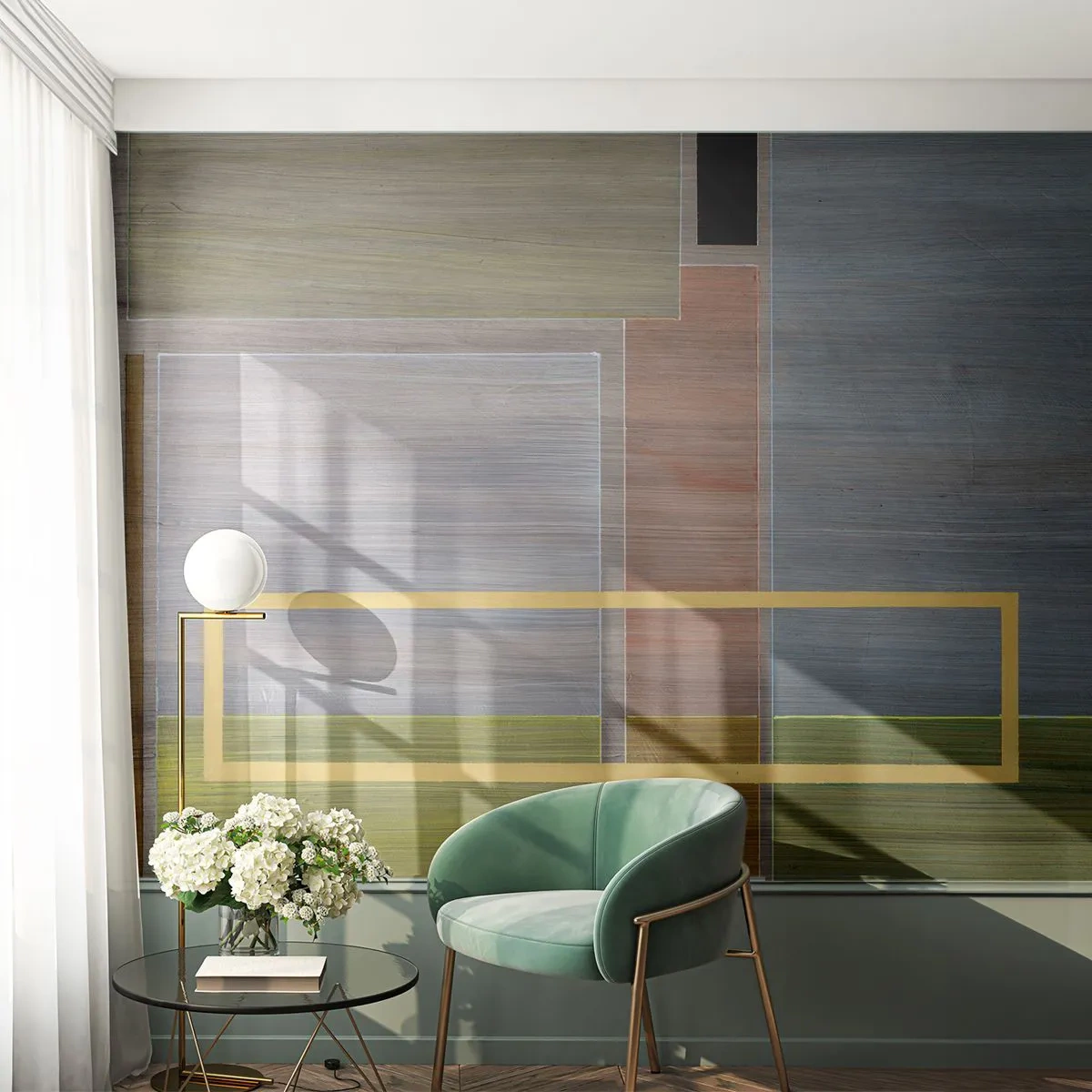 Fototapet Standard Eco - Lige og rolig - Abstraktion, Moderne kunst, Rektangler - 350x256 cm
