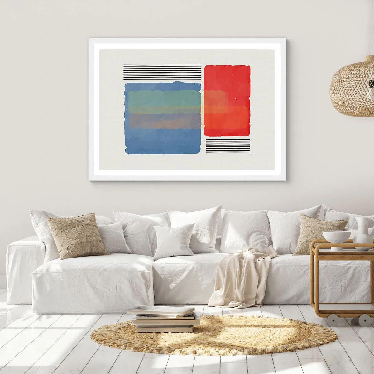 Plakat i hvid ramme - Geometriens ånd og bogstav - 100x70 cm