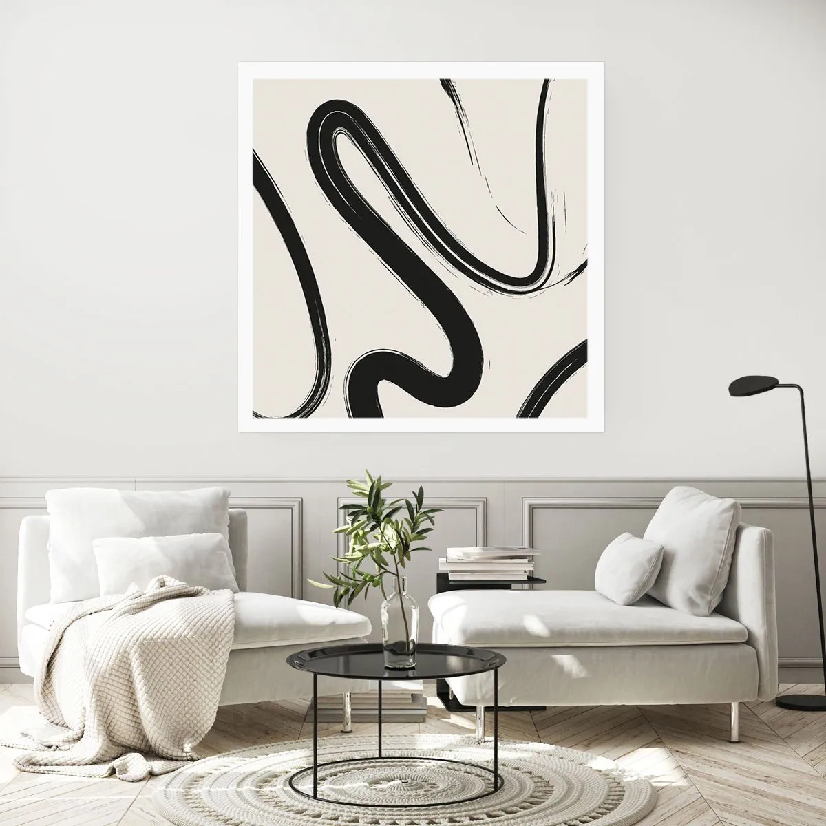 Plakat - Sort og hvid fantasifuldhed - 40x40 cm