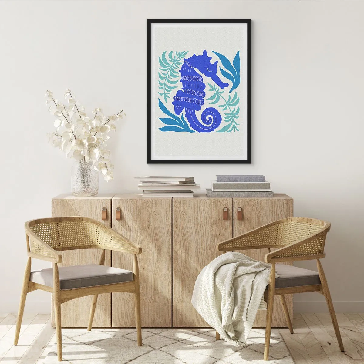 Plakat i sort ramme - På en eng under vandet - 70x100 cm