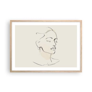 Plakat i ramme af lyst egetræ - En bestemt linje - 70x50 cm
