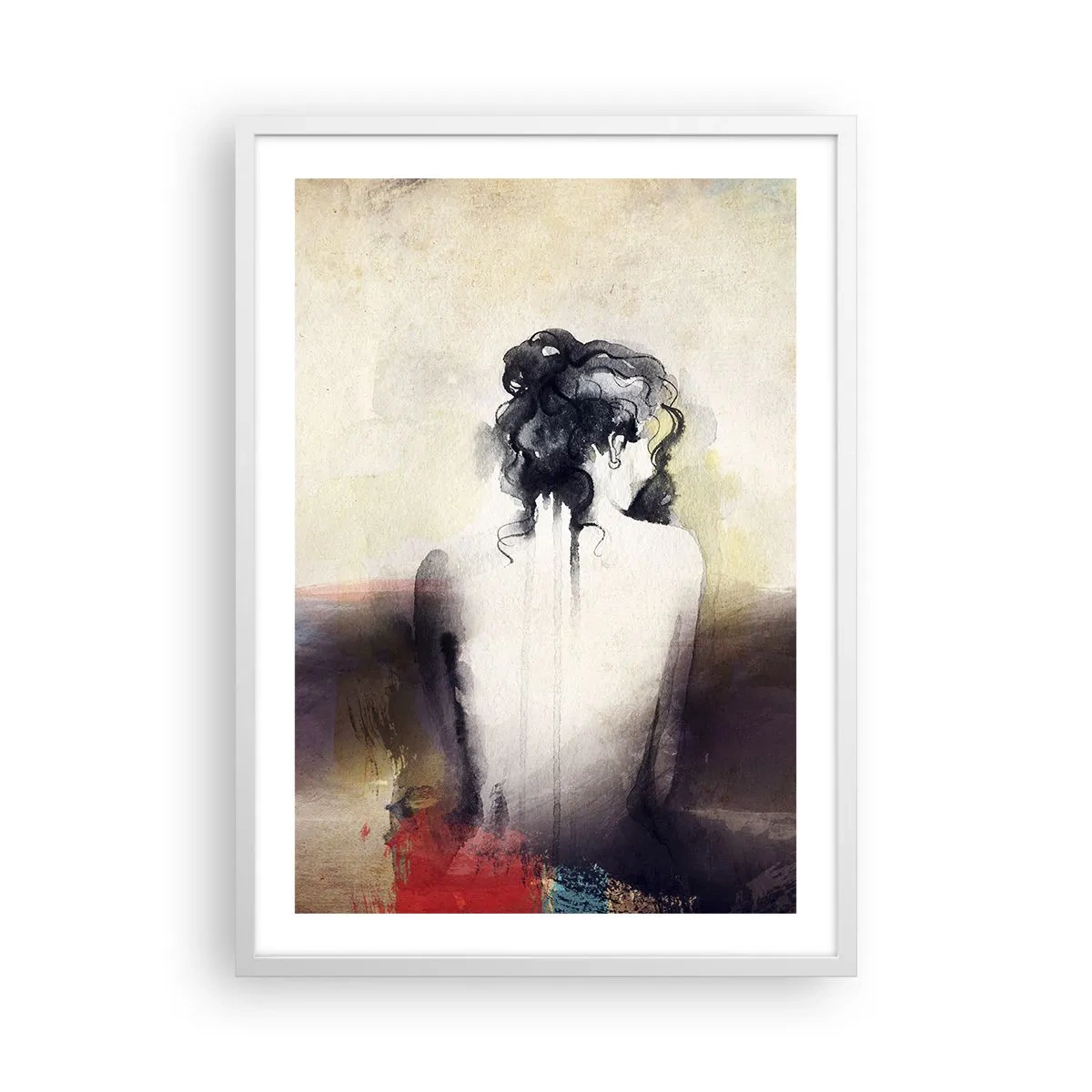 Plakat i hvid ramme - Glatte linjer, ovale former - 50x70 cm