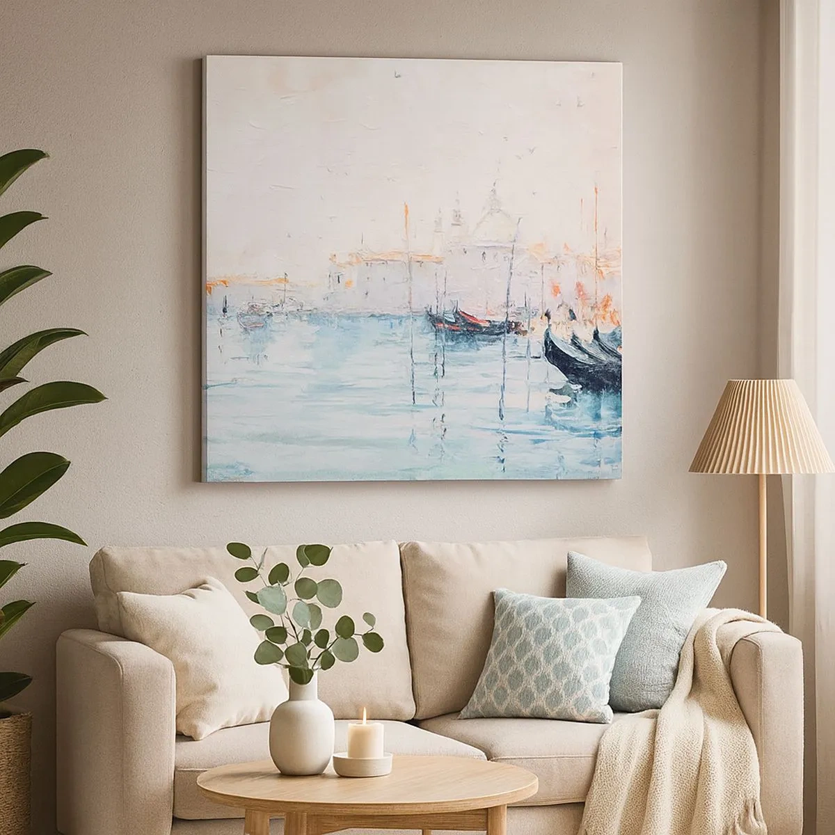 Lærredstryk - Billede på lærred - Bag vandet, bag tågen, bag tågen - 30x30 cm