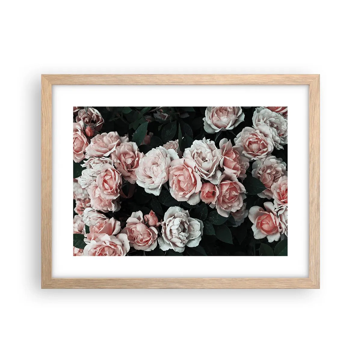 Plakat i ramme af lyst egetræ - Lyserød ansamble - 40x30 cm