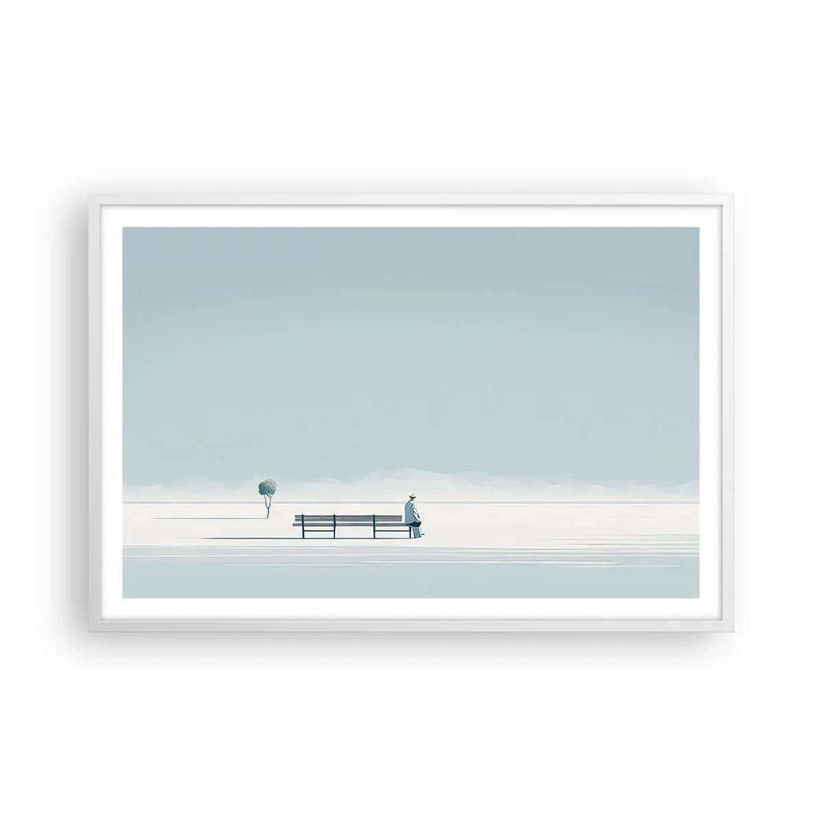 Plakat i hvid ramme - Ja, jeg venter. - 91x61 cm