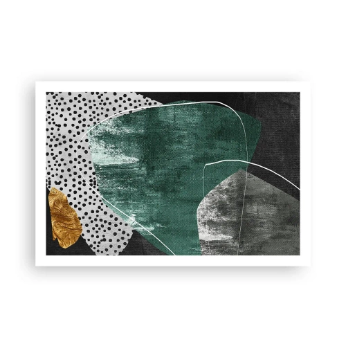 Plakat - Farverig abstraktion med en guldflager - 91x61 cm