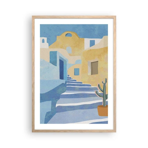 Plakat i ramme af lyst egetræ - En dag i en arabisk by - 50x70 cm