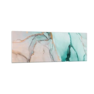 Billede på glas - Dans af former og farver - 140x50 cm