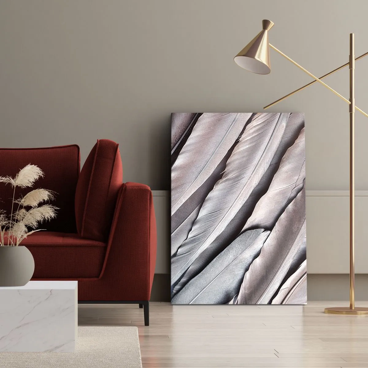 Lærredstryk - Billede på lærred - I lyserødt sølv - 80x120 cm