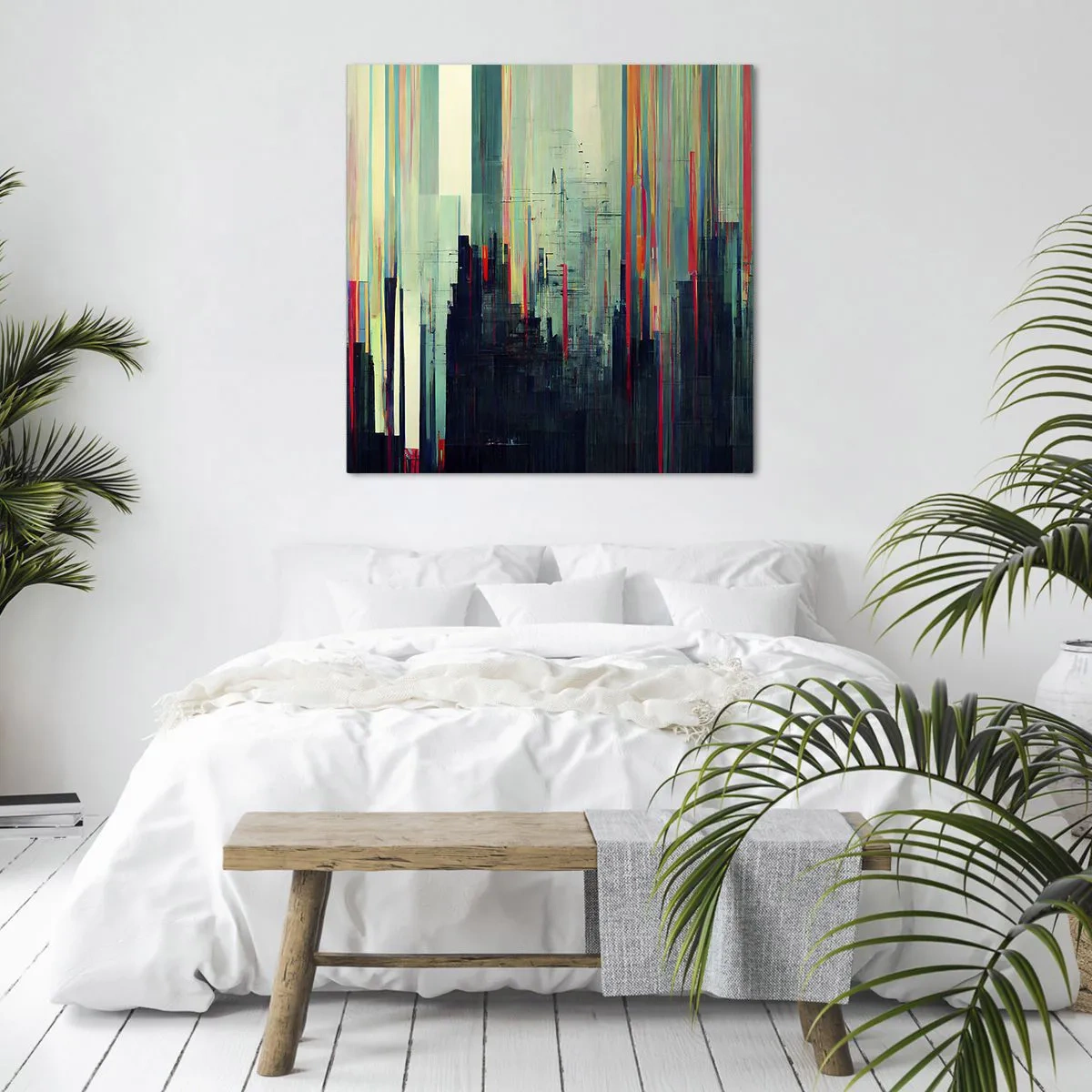 Lærredstryk - Billede på lærred - Futuristisk by - 60x60 cm