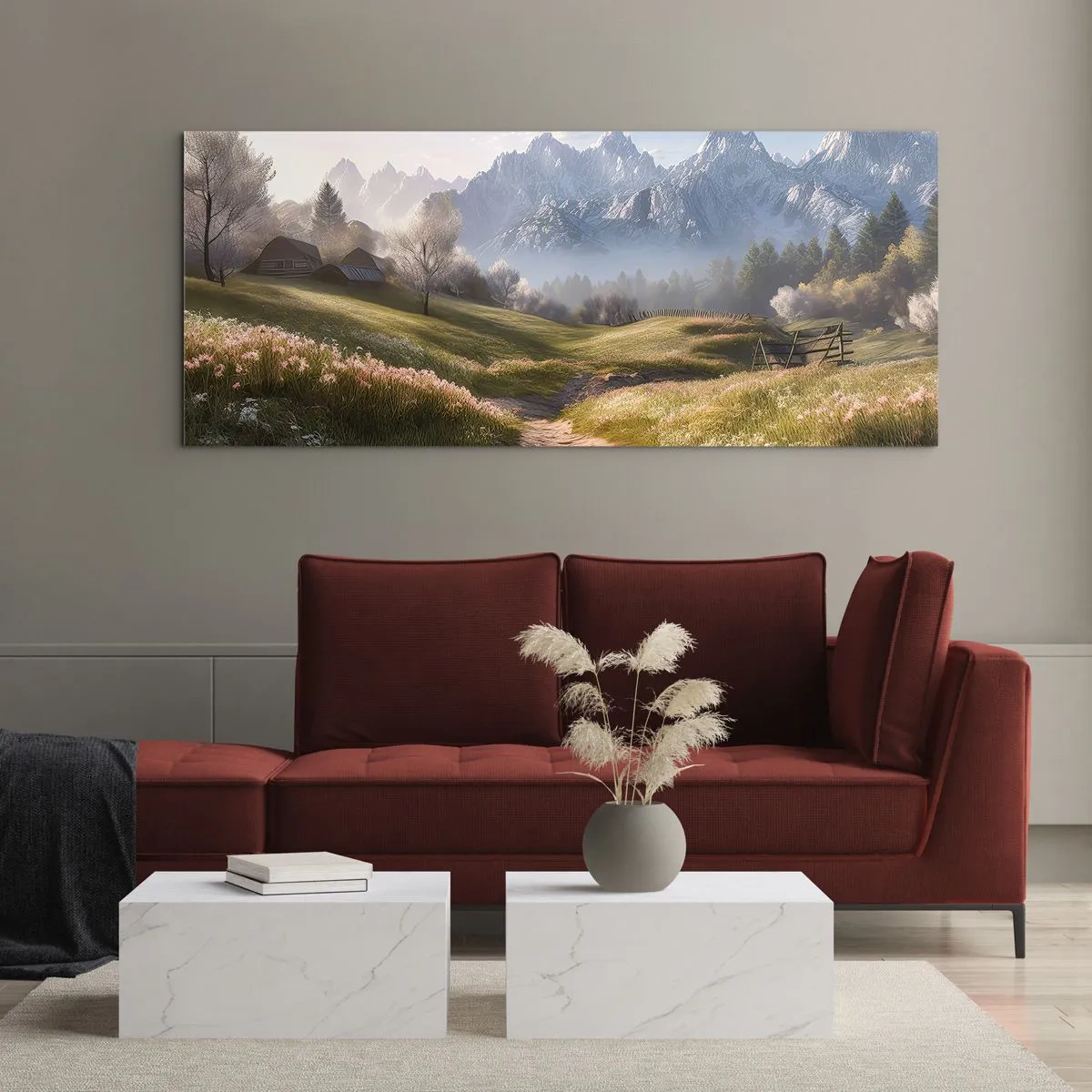 Billede på glas - Idyllisk dal - 160x50 cm
