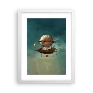 Plakat i hvid ramme - Jules Verne hilser - 30x40 cm