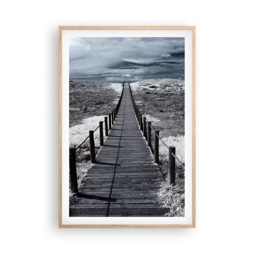 Plakat i ramme af lyst egetræ - Lige ved kysten - 61x91 cm