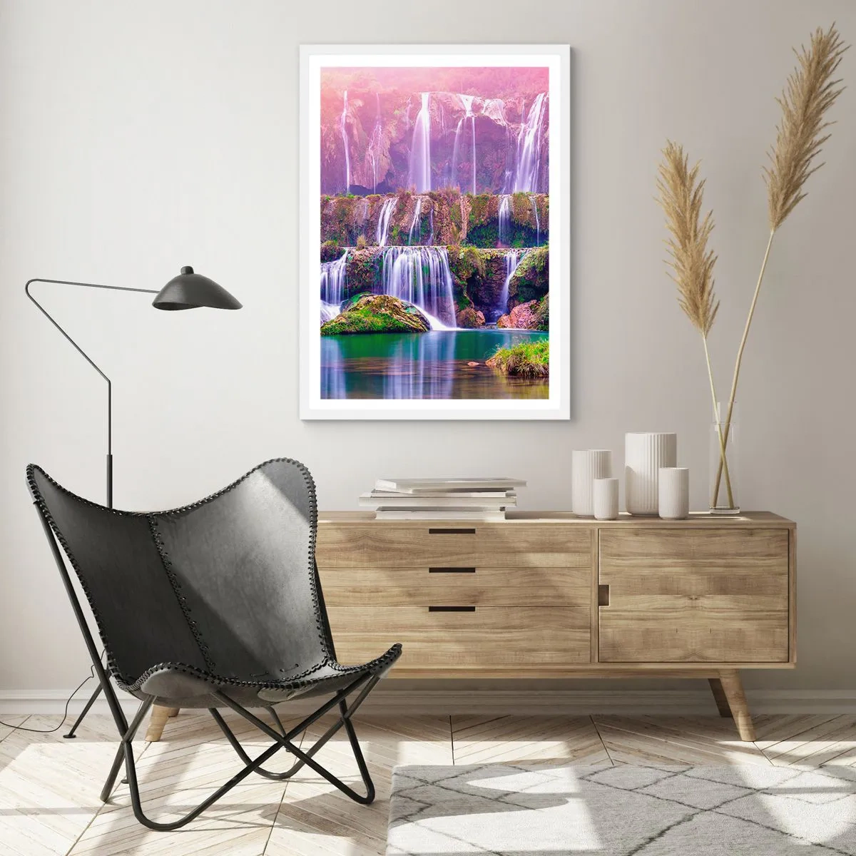 Plakat i hvid ramme - Trappe til himlen - 61x91 cm