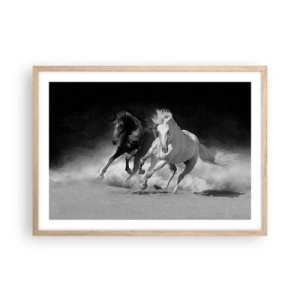 Plakat i ramme af lyst egetræ - Frihedens galop - 70x50 cm
