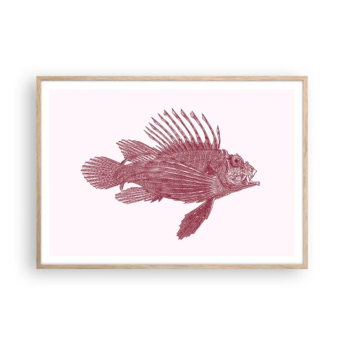 Plakat i ramme af lyst egetræ - En beboer i eksotiske farvande - 100x70 cm