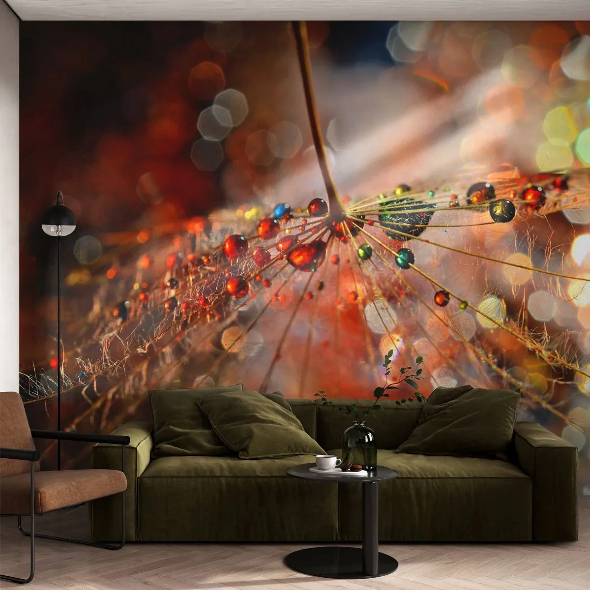 Fototapet Standard Eco - Trådet på et edderkoppespind - Abstraktion, edderkoppespind, Stykke - 450x315 cm