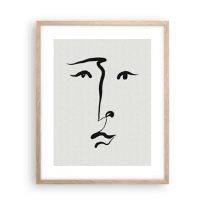 Plakat i ramme af lyst egetræ - Portræt i én linje - 40x50 cm