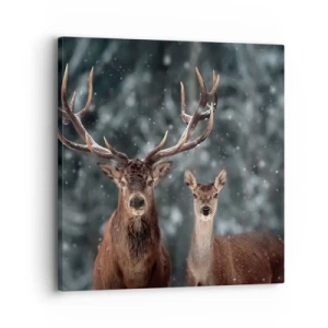Lærredstryk - Billede på lærred - Skovens herre og hans kone - 30x30 cm