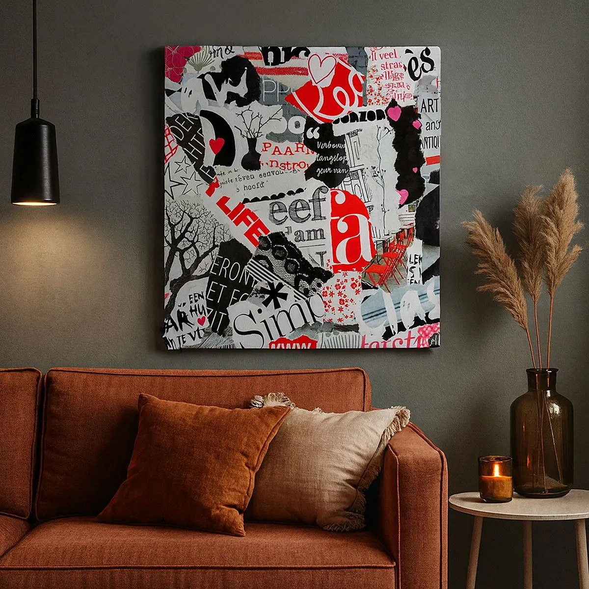 Lærredstryk - Billede på lærred - Hipster collage - 30x30 cm