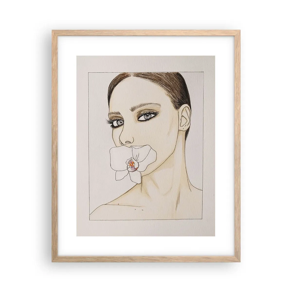 Plakat i ramme af lyst egetræ - Et symbol på elegance og skønhed - 40x50 cm