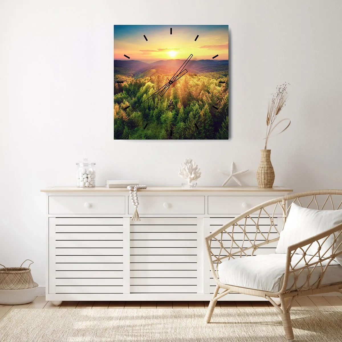 Vægur, Uret - Toppe og bjergtoppe - 40x40 cm