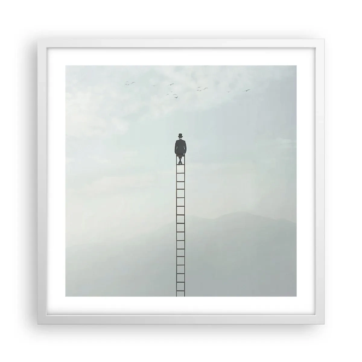 Plakat i hvid ramme - Stig yderligere - 50x50 cm