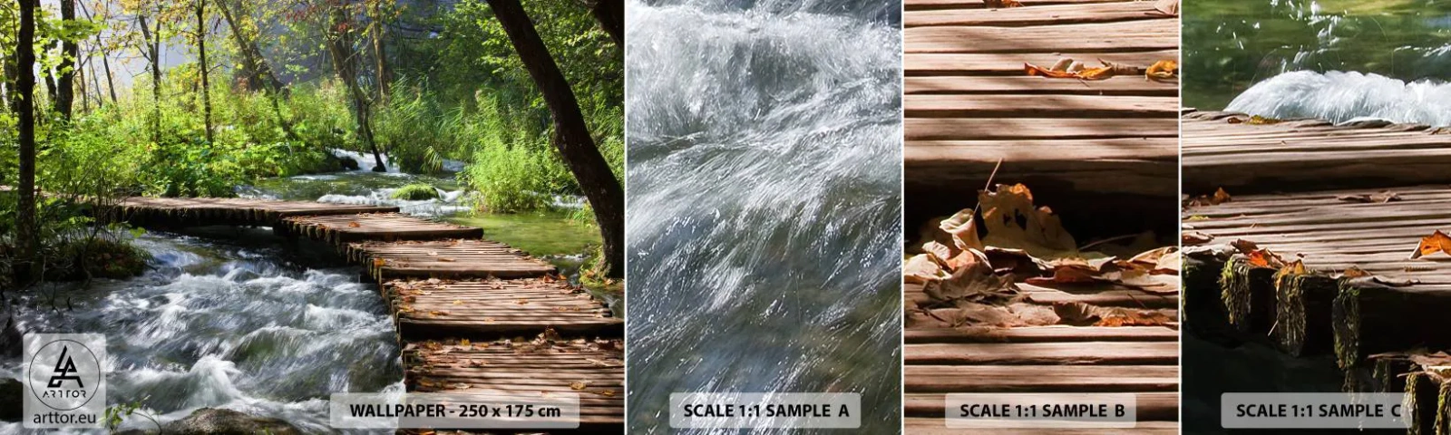 Fototapet Prøve Standard Eco - Over en skummende kaskade - Landskab, Kroatien, Natur - 100x30 cm