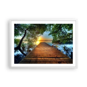 Plakat i hvid ramme - Tag dig god tid, sæt dig ned - 70x50 cm