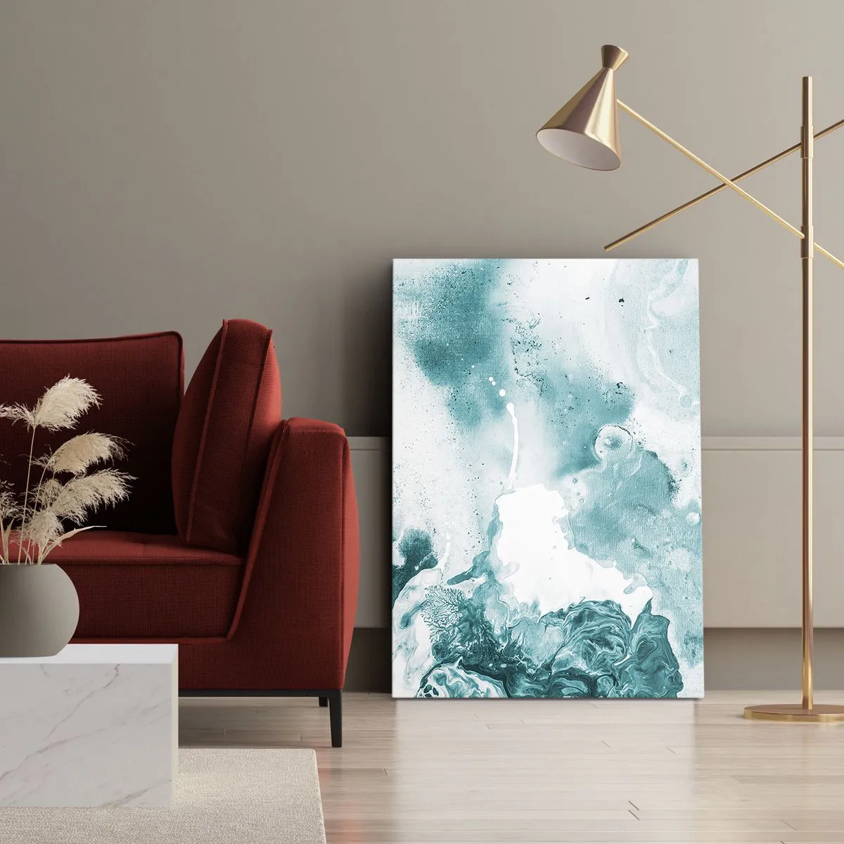 Lærredstryk - Billede på lærred - Blå oversvømmelsesflader - 50x70 cm