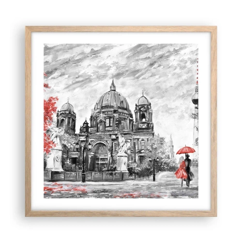 Plakat i ramme af lyst egetræ - Møde i Berlin - 50x50 cm