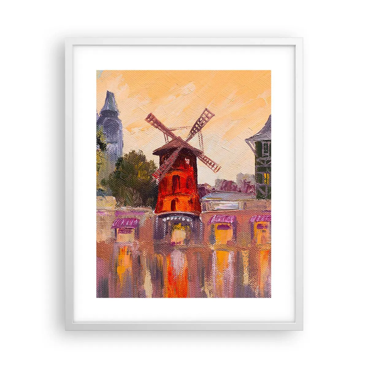 Plakat i hvid ramme - Parisiske ikoner - Moulin Rouge - 40x50 cm