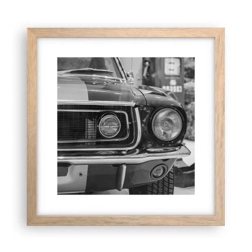 Plakat i ramme af lyst egetræ - Hård kørsel - 30x30 cm