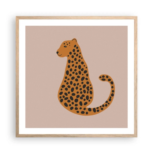 Plakat i ramme af lyst egetræ - Leopardprint er et moderigtigt mønster - 60x60 cm