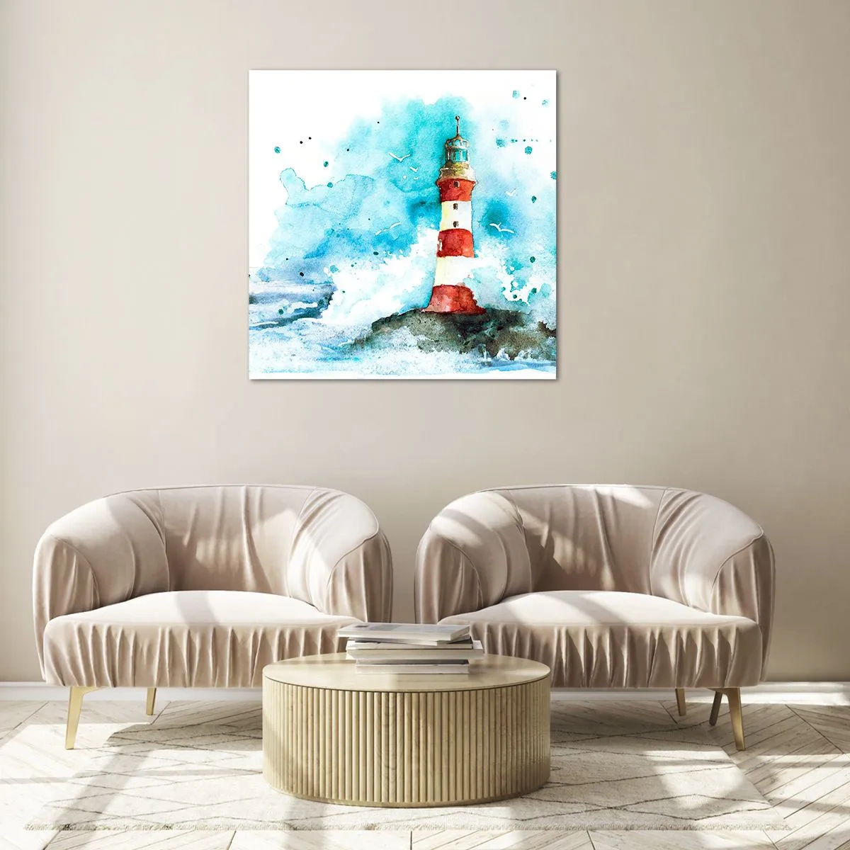 Billede på glas - Elementernes enhed - 70x70 cm